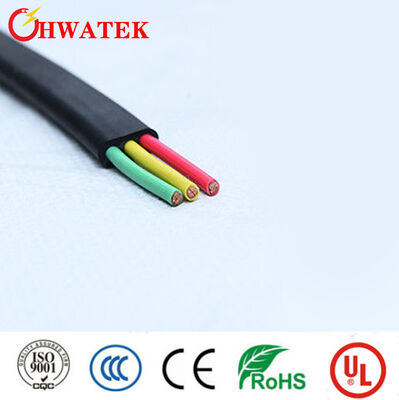 औद्योगिक एक्सएलपीई शीथ 3 कोर फ्लेक्सिबल फ्लैट केबल 300V रेटेड वोल्टेज के साथ
